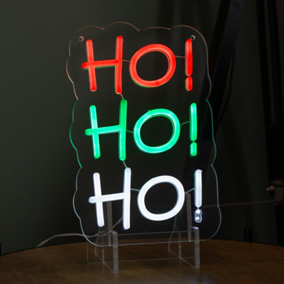 Samuel Alexander 29Cm Light Up Hanging Or Freestanding Christmas Ho Ho Ho Neon Sign from B&Q