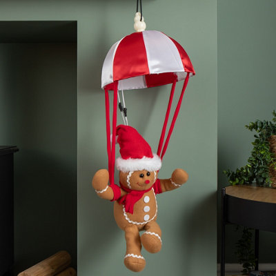 Samuel Alexander 57cm Musical Parachuting Gingerbread Man - Red - Kicking Motion - Image 4