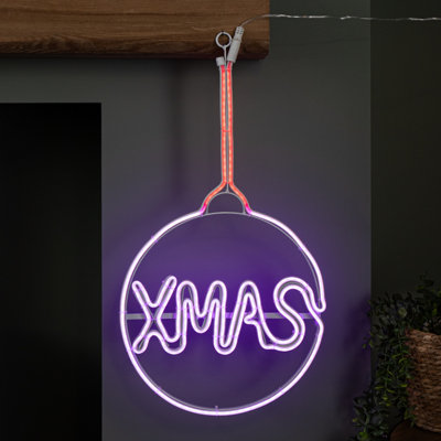 Samuel Alexander 51Cm X 30Cm Light Up Neon Flex Christmas Bauble With Multi-Coloured Leds