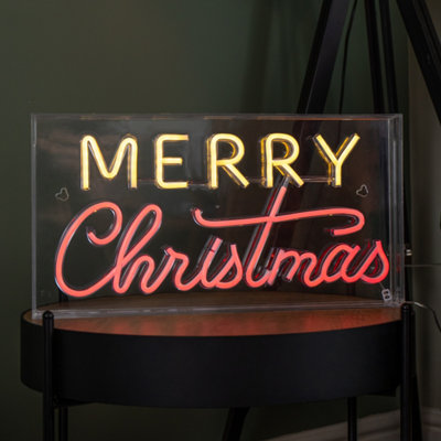 Samuel Alexander 43Cm Light Up Merry Christmas Neon Flex Sign In Warm White And Red from B&Q