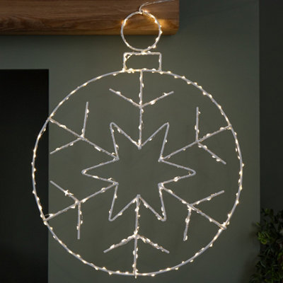 Samuel Alexander Light/White X 38Cm Up Hanging Christmas Snowflake Bauble With 250 Warm Leds 48Cm