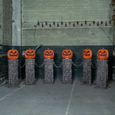 Samuel Alexander Light Pack Of 2: X 1.2M Battery Powered Up Halloween Pumpkin Fence With Leds 97Cm