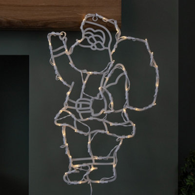 Samuel Alexander 44Cm Battery Powered Light Up Hanging Christmas Santa With Warm White Multi-Action Leds from B&Q