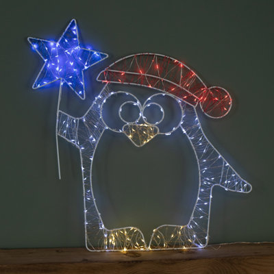 Samuel Alexander Light Up Christmas Penguin Dewdrop Silhouette With Twinkling Leds 52Cm