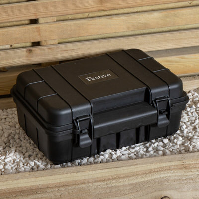 B&Q -  34Cm X 21Cm Large Black Outdoor Weatherproof Connection Box With Extension Cable