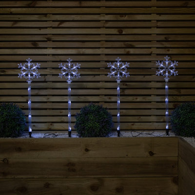Samuel Alexander 69Cm Set Of 4 Plastic Crystal Snowflake Pathfinder Christmas Lights With White Leds from B&Q