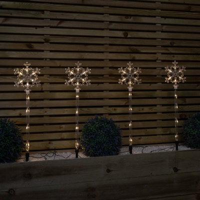 Samuel Alexander 69Cm Set Of 4 Plastic Crystal Snowflake Pathfinder Christmas Lights With Warm White Leds from B&Q