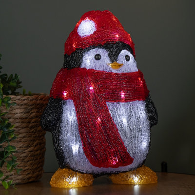Samuel Alexander 30Cm Light Up Acrylic Christmas Penguin With Scarf And 30 White Leds from B&Q