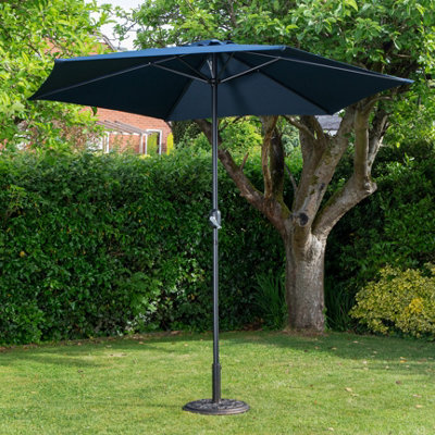 B&Q -  2.7M Blue Havana Garden Patio Parasol With Crank Handle