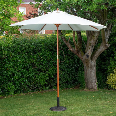 Cream Samuel Alexander 2.7M Outdoor Wooden Garden Parasol Sun Shade With Carry Bag In - Image 4
