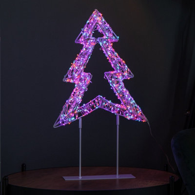 Samuel Alexander 45Cm Light Up White Christmas Tree On Metal Stand With Twinkling Rainbow Leds from B&Q