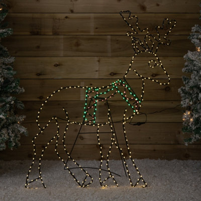 Samuel Alexander 1.4M X 86Cm Light Up Flexibrights Standing Christmas Reindeer With 420 Multi-Coloured Leds from B&Q