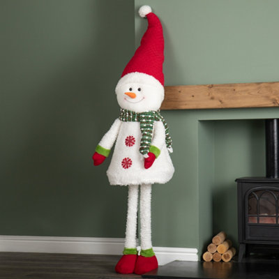 Samuel Alexander 1.8M Tall Extendable Plush Snowman Decoration With Telescopic Legs from B&Q