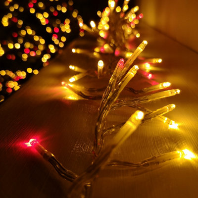 Samuel Alexander 9.3M 720 Led Christmas Cluster String Lights With Timer In Vintage Gold & Red On Clear Cable from B&Q