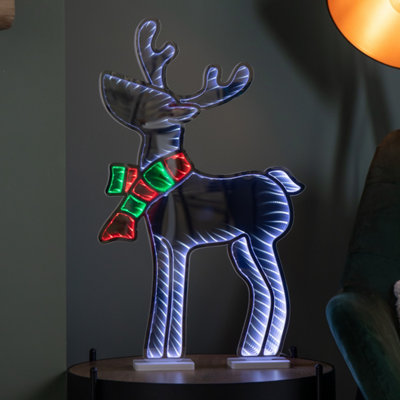 Samuel Alexander 60Cm Light Up Standing Reindeer With Scarf Christmas Infinity Decoration With Multi-Coloured Leds from B&Q