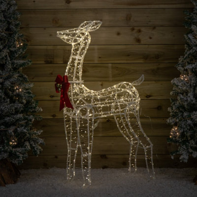Samuel Alexander Unisex White Acrylic Christmas Deer Decoration. Red Bow & 880 Leds 1.24M - Image 10