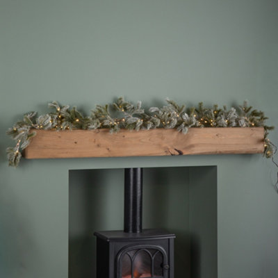 Samuel Alexander 1.8M Frosted Pine Needle Christmas Garland With 120 Warm White Leds from B&Q