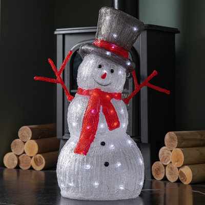 Samuel Alexander 55Cm Light Up Acrylic Christmas Snowman With Top Hat & Scarf With White Leds from B&Q