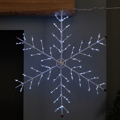 B&Q -  50 X 50Cm Light Up Metal Christmas Snowflake With 132 Multi-Action White Leds