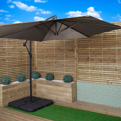 Samuel Alexander 3M Cantilever Banana Garden Parasol In Grey With Crank Handle And Parasol Base Weights Included from B&Q