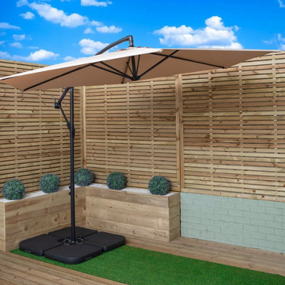 Samuel Alexander 3M Cantilever Banana Garden Parasol In Beige With Crank Handle And Parasol Base Weights Included