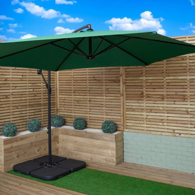 Samuel Alexander 3M Cantilever Banana Garden Parasol In Green With Crank Handle And Parasol Base Weights Included from B&Q