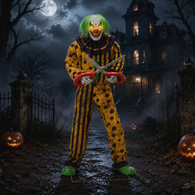 Samuel Alexander Animated Snippers The Clown Halloween Prop Decoration With Led Eyes - Yellow - Image 10