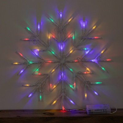 B&Q -  34Cm Battery Operated Light Up Christmas Snowflake With Multi-Coloured Leds