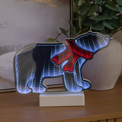 Samuel Alexander 27Cm Polar Bear Infinity Mirror Light Up Decoration With Red & White Leds - Red / White - Image 8