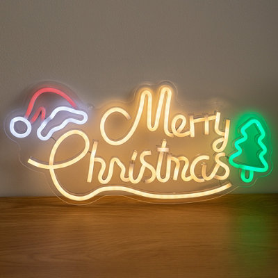 Green/Red/Yellow 43Cm Multicolou Neon Merry Christmas Led Sign With Usb Cable - Image 8