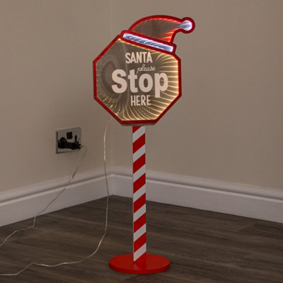 Premier 80Cm Santa Stop Here Double Sided Christmas Infinity Light - Image 6