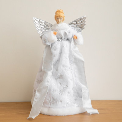 Samuel Alexander Unisex White 45Cm Large Christmas Angel With Silver Wings Tree Topper - Image 7