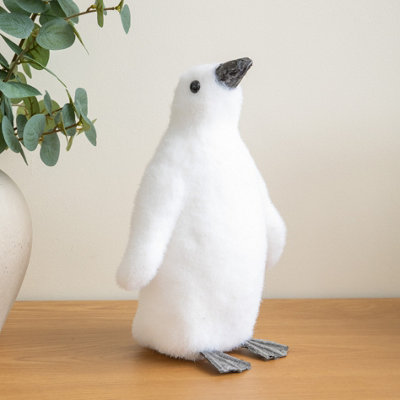 Samuel Alexander 26cm Flocked Penguin Christmas Decoration, White Freestanding Winter Figurine for Holiday Home Displays - Image 7