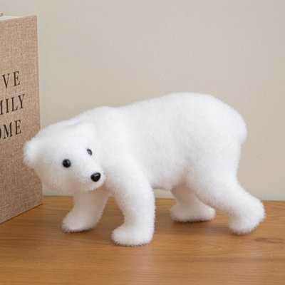25cm Freestanding Flocked Polar Bear Christmas Decoration - Image 7
