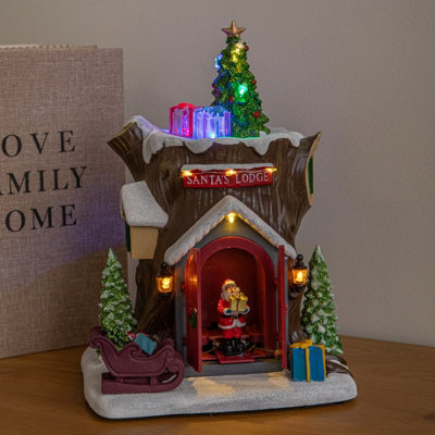 Samuel Alexander 25Cm Dual Powered Santa¿S Lodge Christmas Village Scene - Multi-Coloured - Image 5