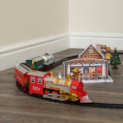 Samuel Alexander Festive Flyer Christmas Train Set With Pop Up Village - Multi Colour - Image 6