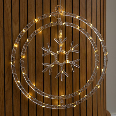 Light/White 34Cm Up Christmas Snowflake Ring With Warm Leds - Image 7