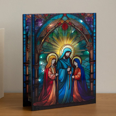Samuel Alexander Unisex Multicolor 28 X 21Cm Light Up Nativity Scene Stained Glass Christmas Decoration | Size: 28 X 21 Cm - Image 4