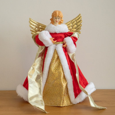 Rackhams Gold/Red/White 30Cm Traditional Christmas Angel Tree Topper Decoration - Image 6