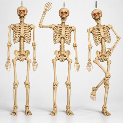 Samuel Alexander Pack Of 3 5Ft Posable Halloween Skeletons With Red Led Eyes - Image 6