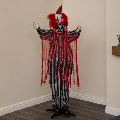 Red/Black 1.8M Animated Evil Clown Sound Activated Halloween Decoration With Leds - Image 3