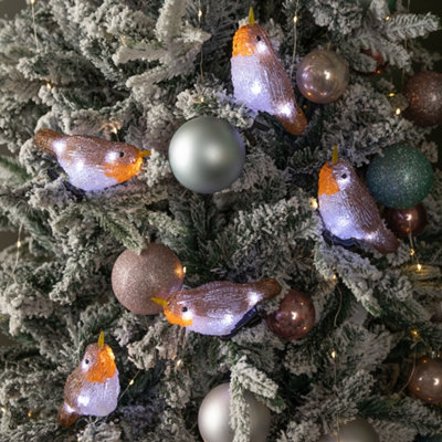 B&Q -  5 Acrylic Indoor Outdoor Robin Christmas Lights With 30 Ice White Leds