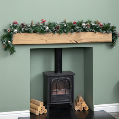 Samuel Alexander 1.8M (6Ft) Dressed Christmas Garland With Silver Baubles Pinecones & Berries from B&Q