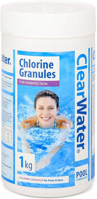 B&Q -  1Kg Clearwater Ch0010 Chlorine Granules For Hot Tub Spa & Swimming Pool