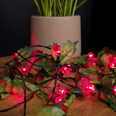 Samuel Alexander Premier 2.8M Holly Garland With Red Berries And 40 Red Leds from B&Q