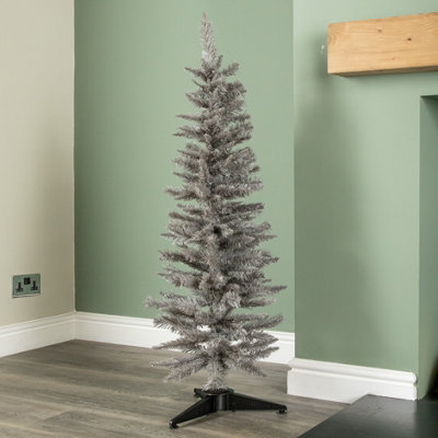 Samuel Alexander 4Ft (120Cm) Artificial Pencil Pine Grey Christmas Tree With 168 Tips & Stand from B&Q