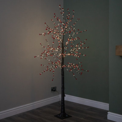 Samuel Alexander 6Ft (1.8M) Light Up Black Christmas Twig Tree With Red Berries & Warm White Leds from B&Q