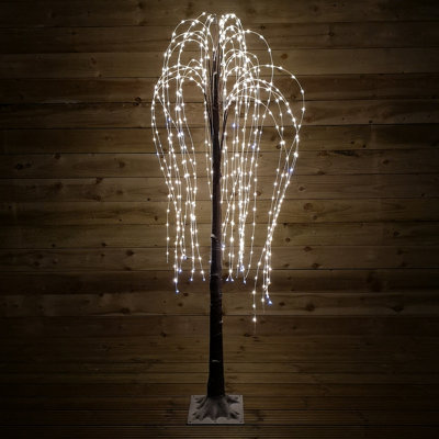 B&Q -  180Cm Brown Flocked Willow Tree 600 Led Warm White Garden Christmas Decoration