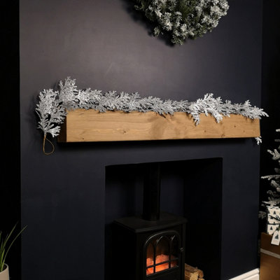 Samuel Alexander 1.8M Silver Glitter Cedar Leaf Garland Christmas Decoration from B&Q
