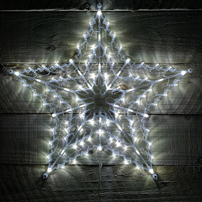 B&Q -  50Cm White 100 Led Window Star Light Up Indoor/outdoor Christmas Decorations